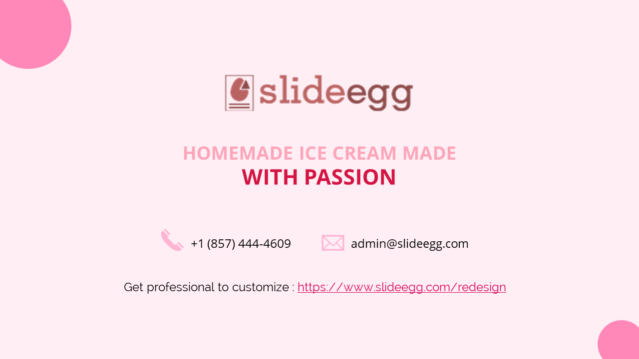 contact information slide for ice cream parlour